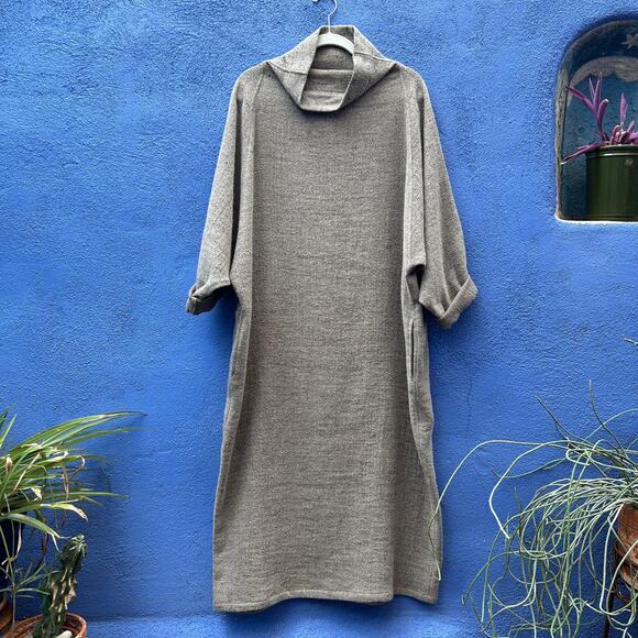 Black Crane Dresses & Skirts - black crane wool and linen blend lagenlook sack dress
